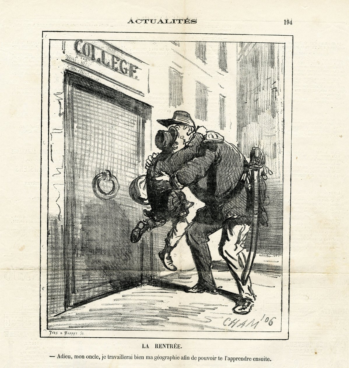 Ilustração de Cham (1819-1879) em Le Charivari de Amédée de Noé