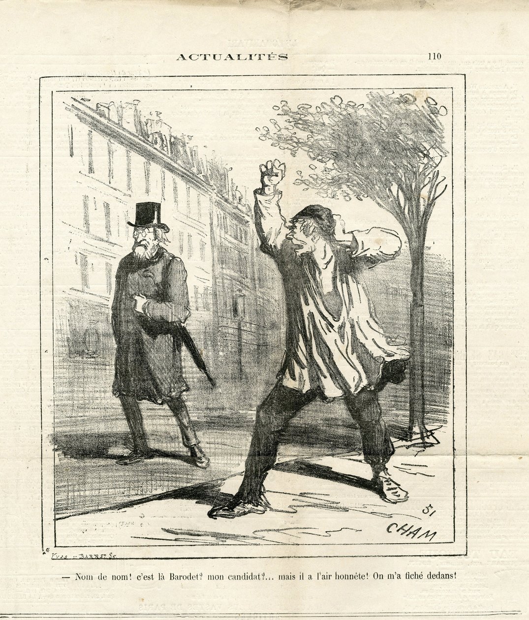 Ilustração de Cham (1819-1879) em Le Charivari de Amédée de Noé