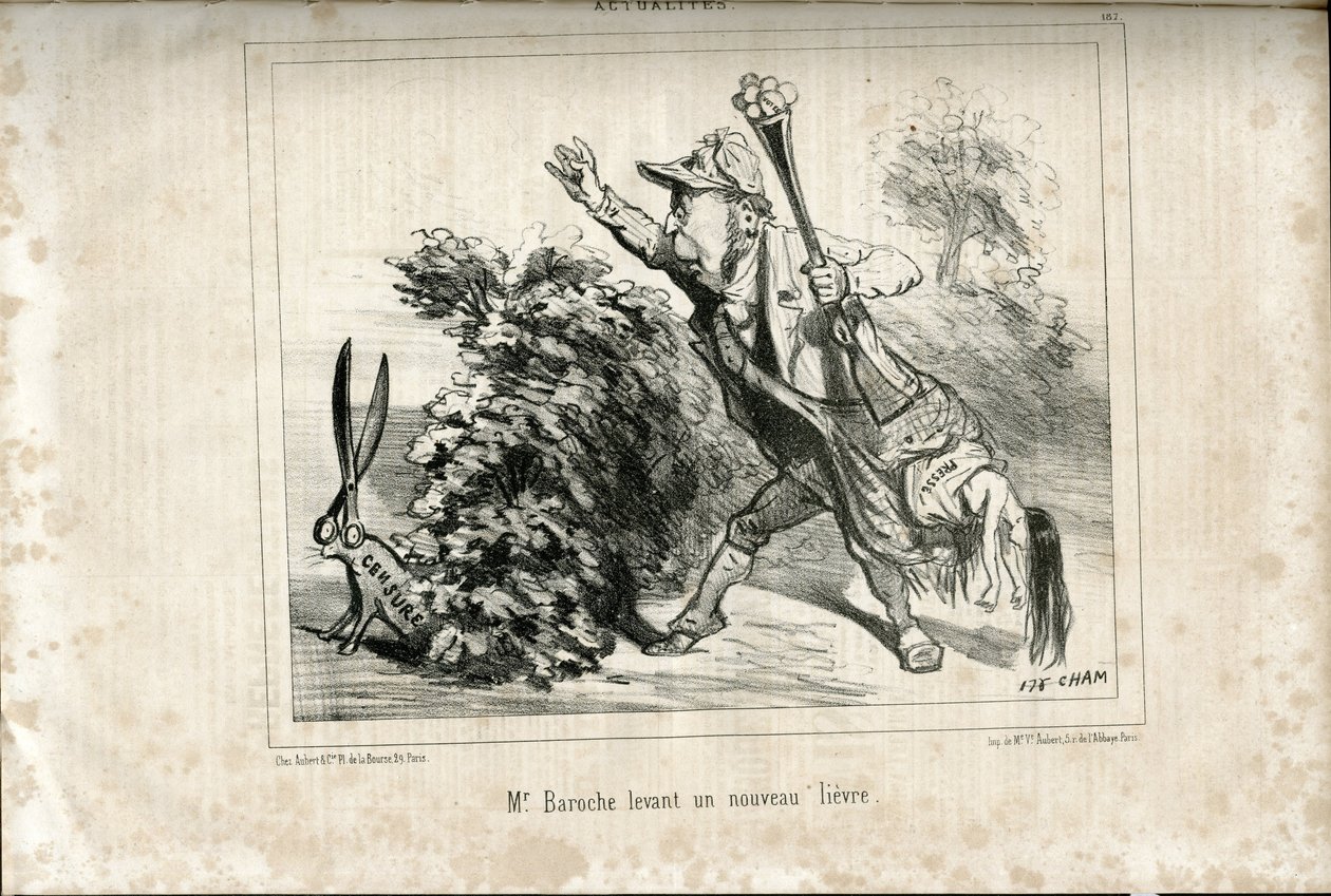 Ilustração de Cham (1819-1879) em Le Charivari de Amédée de Noé