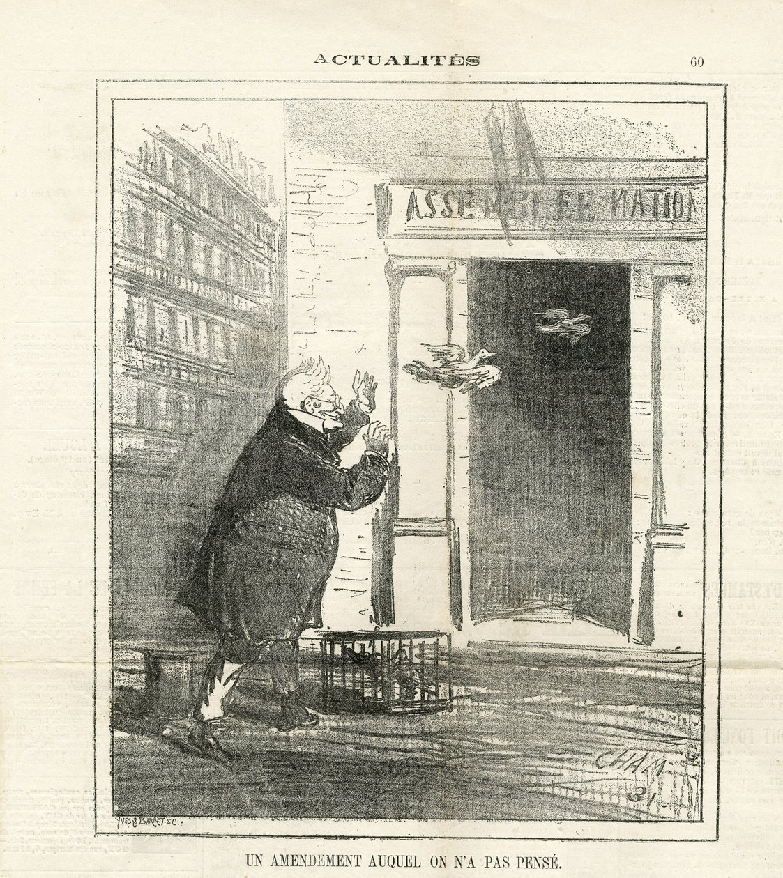 Ilustração de Cham (1819-1879) em Le Charivari de Amédée de Noé