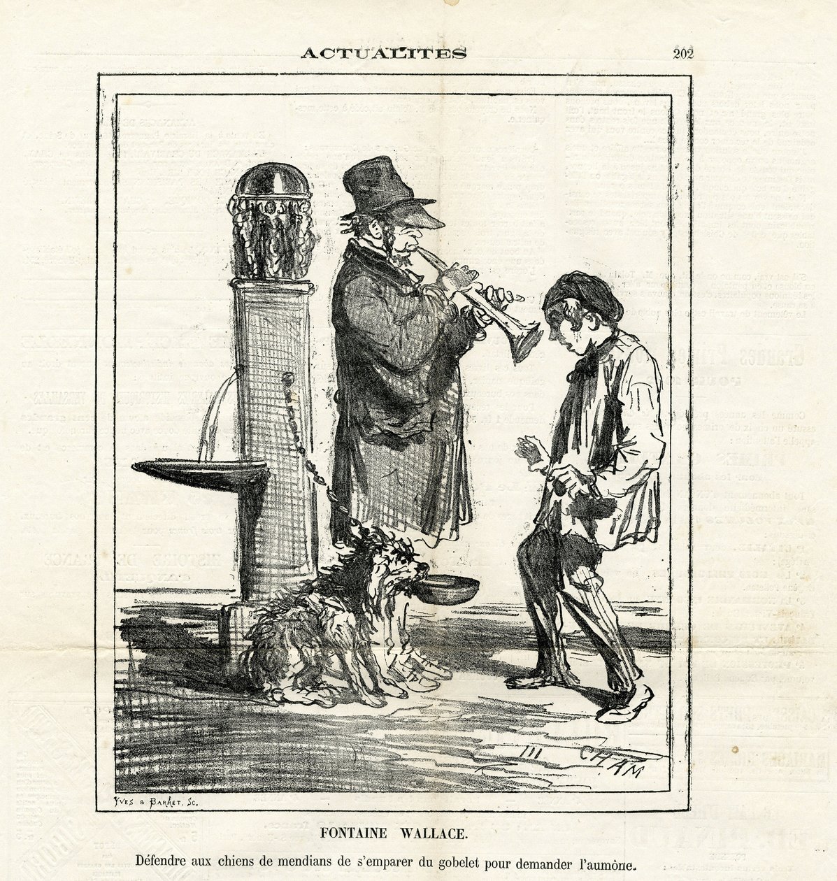 Ilustração de Cham (1819-1879) em Le Charivari de Amédée de Noé