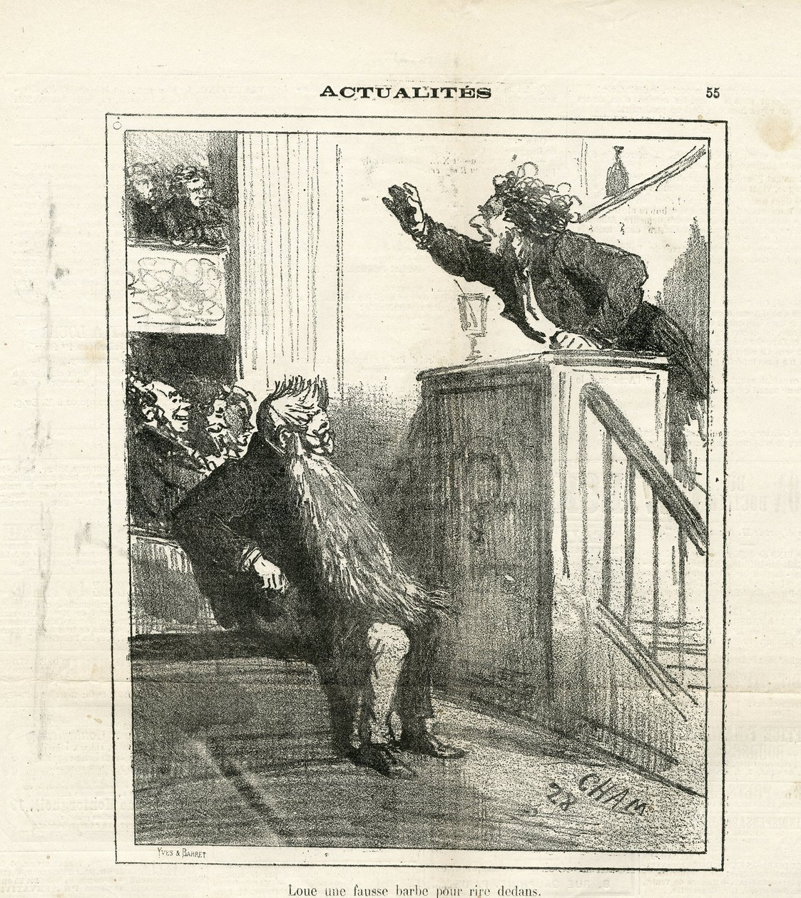 Ilustração de Cham (1819-1879) em Le Charivari de Amédée de Noé