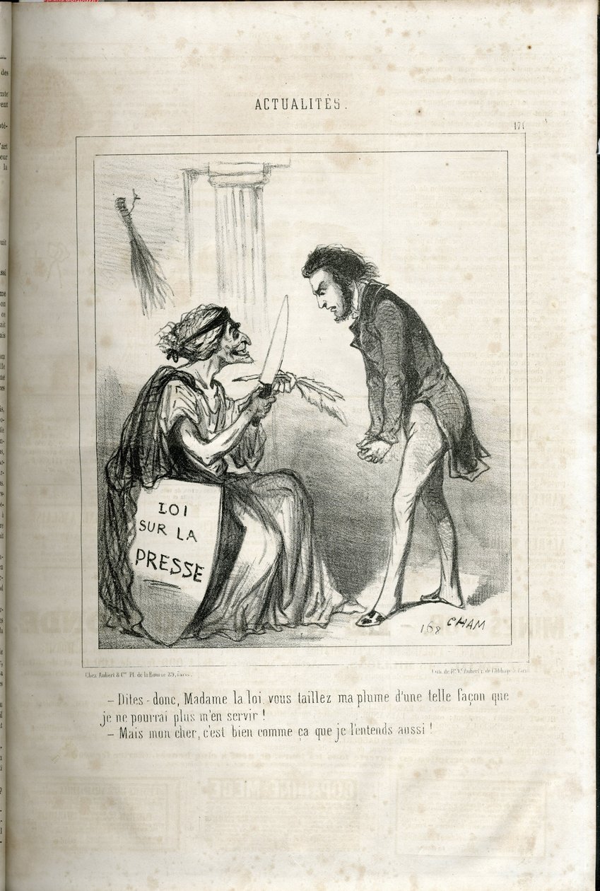 Ilustração de Cham (1819-1879) em Le Charivari de Amédée de Noé