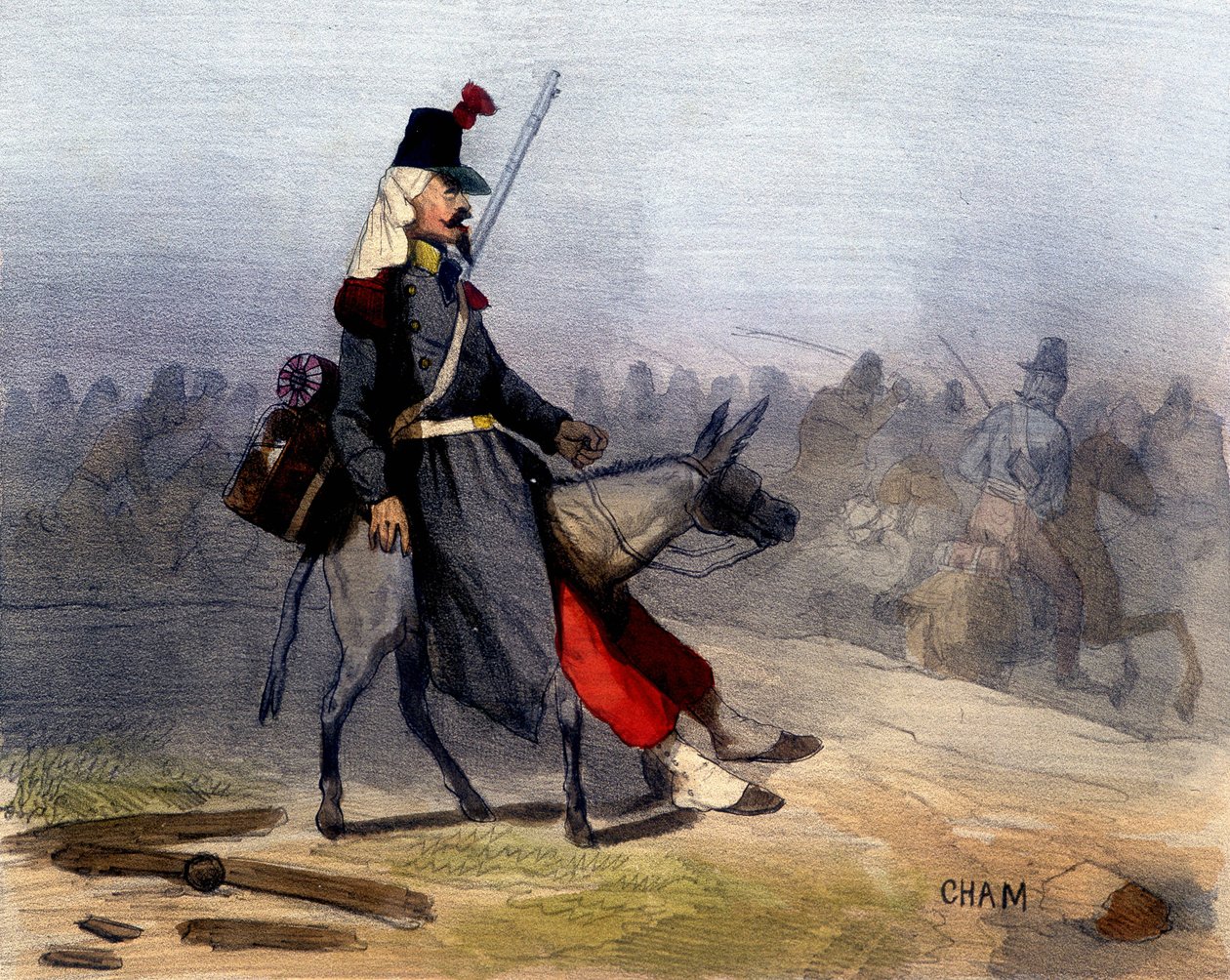 Esses árabes: é difícil que eles não queiram nos deixar sozinhos em casa - em "A la guerre comme à la guerre" de Cham, deb. Século XIX de Amédée de Noé