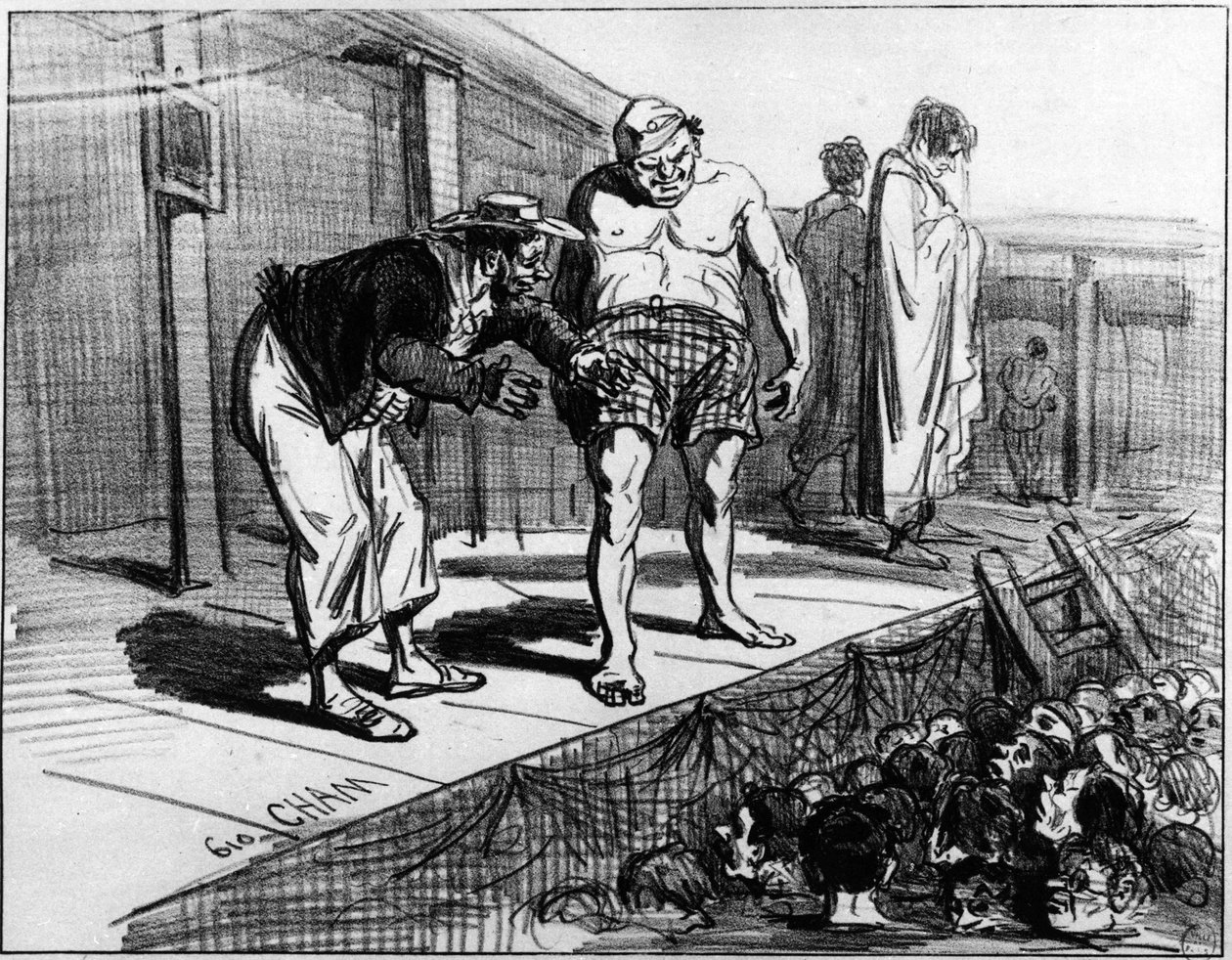 Banhos em Paris; Desenho animado de Cham. de Amédée de Noé