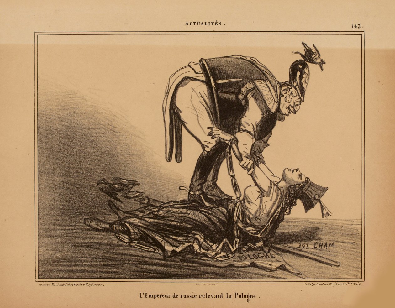 O Imperador da Rússia aliviando a Polônia, 1855. de Cham