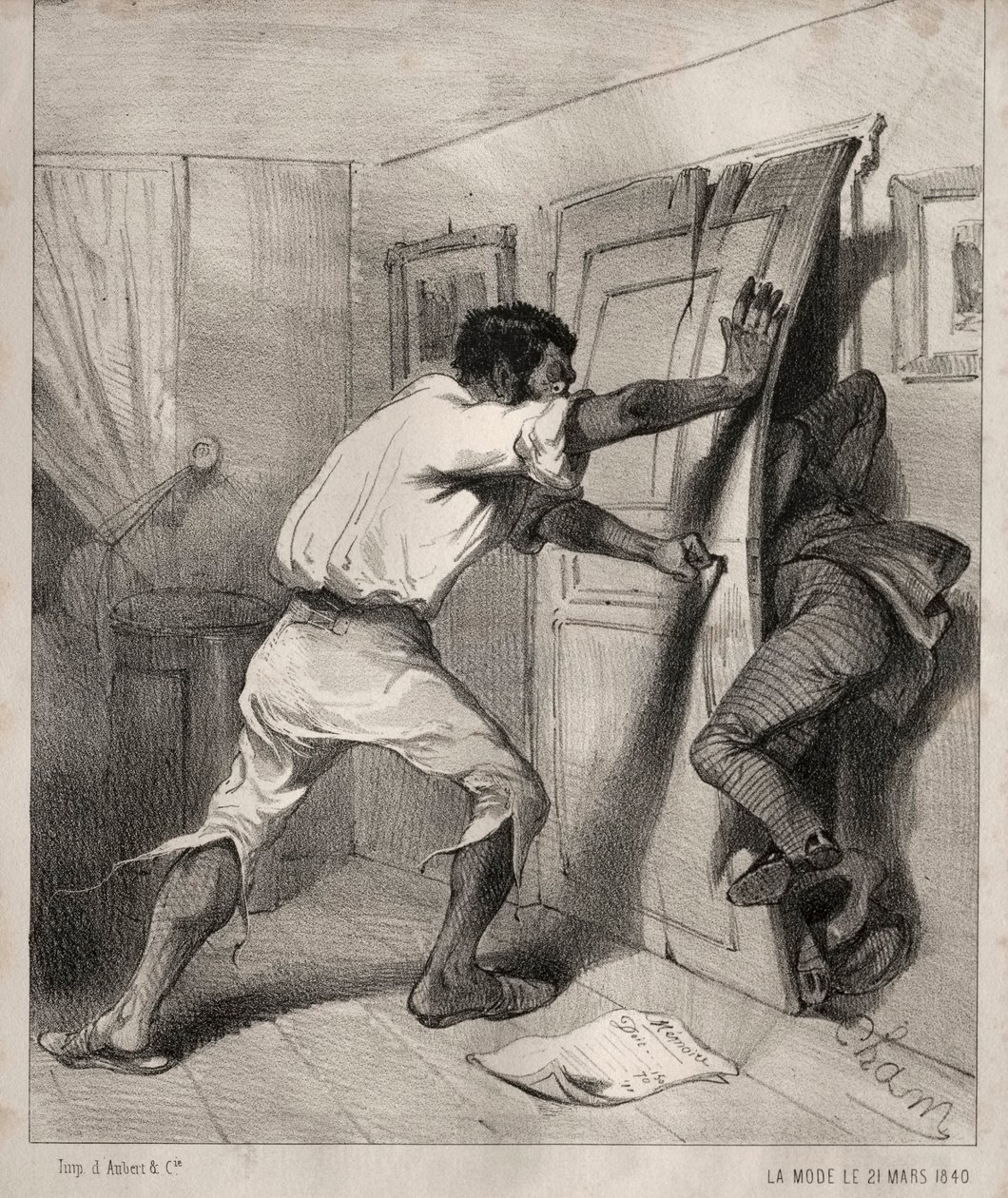Um credor às pressas, 1840. de Cham