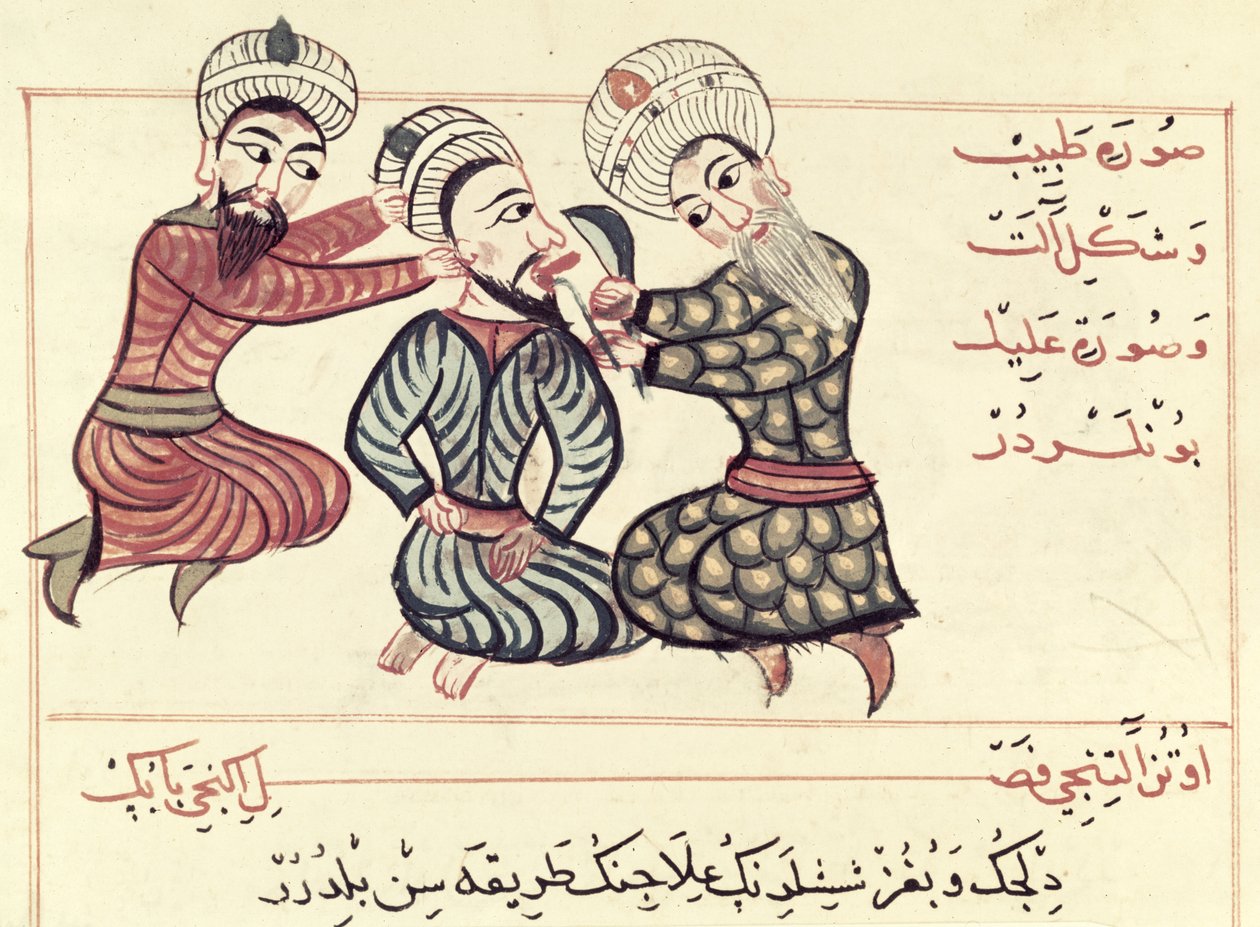 Sra. Tur Turc 693 fol.76v Excisão de uma ranula de debaixo da língua, 1466 de Charaf ed Din
