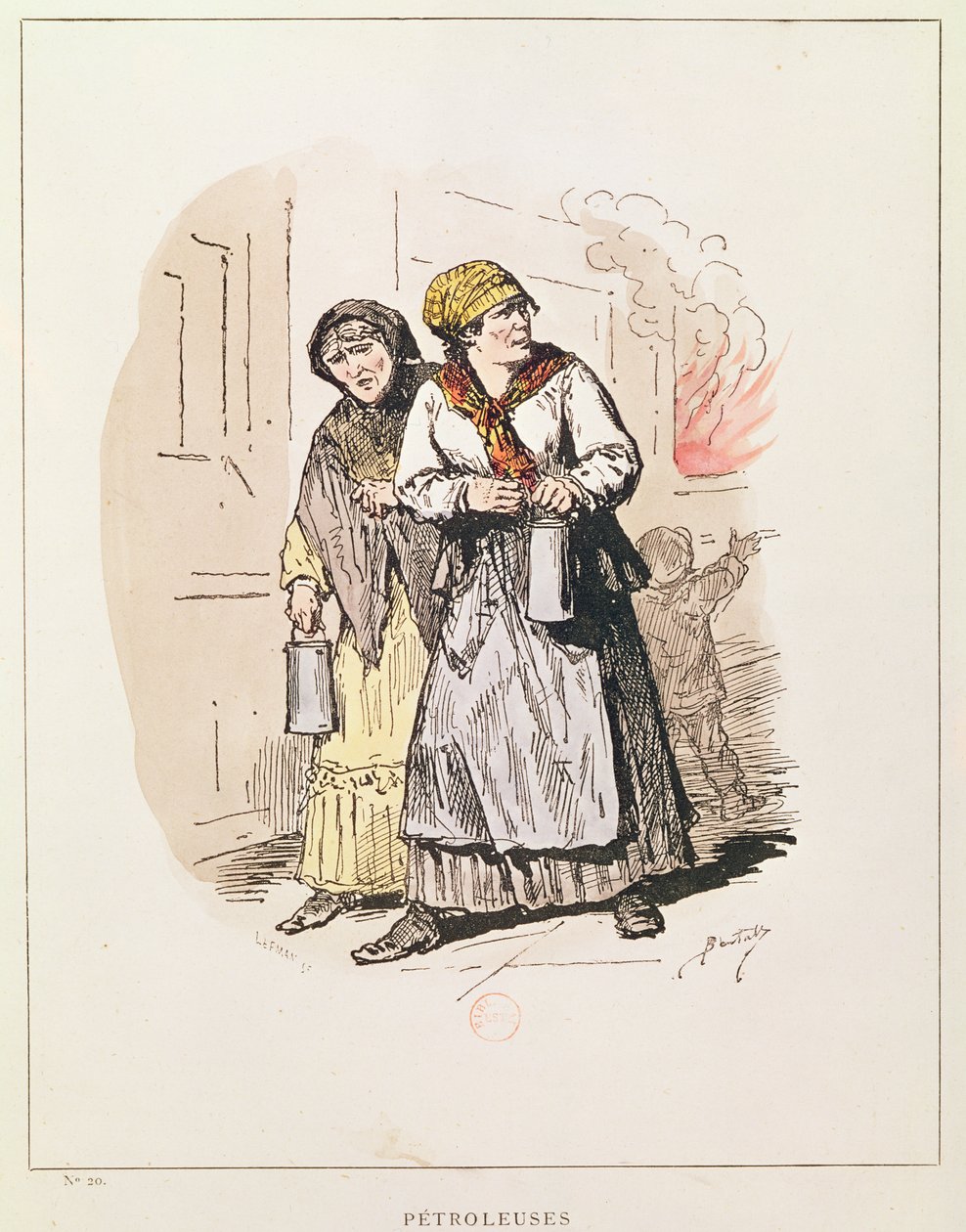 Dois Petroleuses da Comuna, 1871 (gravura a cores) de Charles Albert d Arnoux Bertall