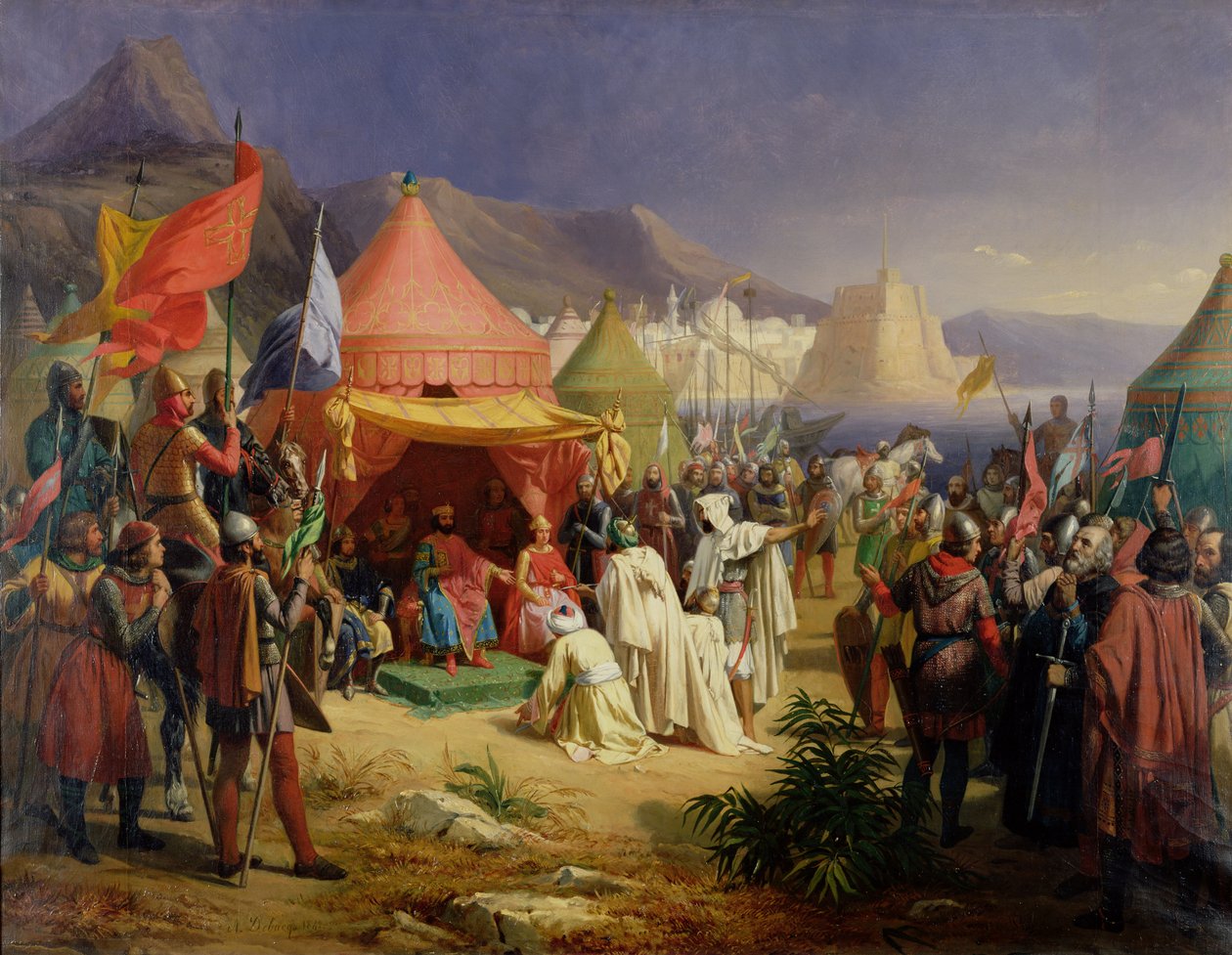 A tomada de Trípoli, abril 1102, 1842 de Charles Alexandre Debacq