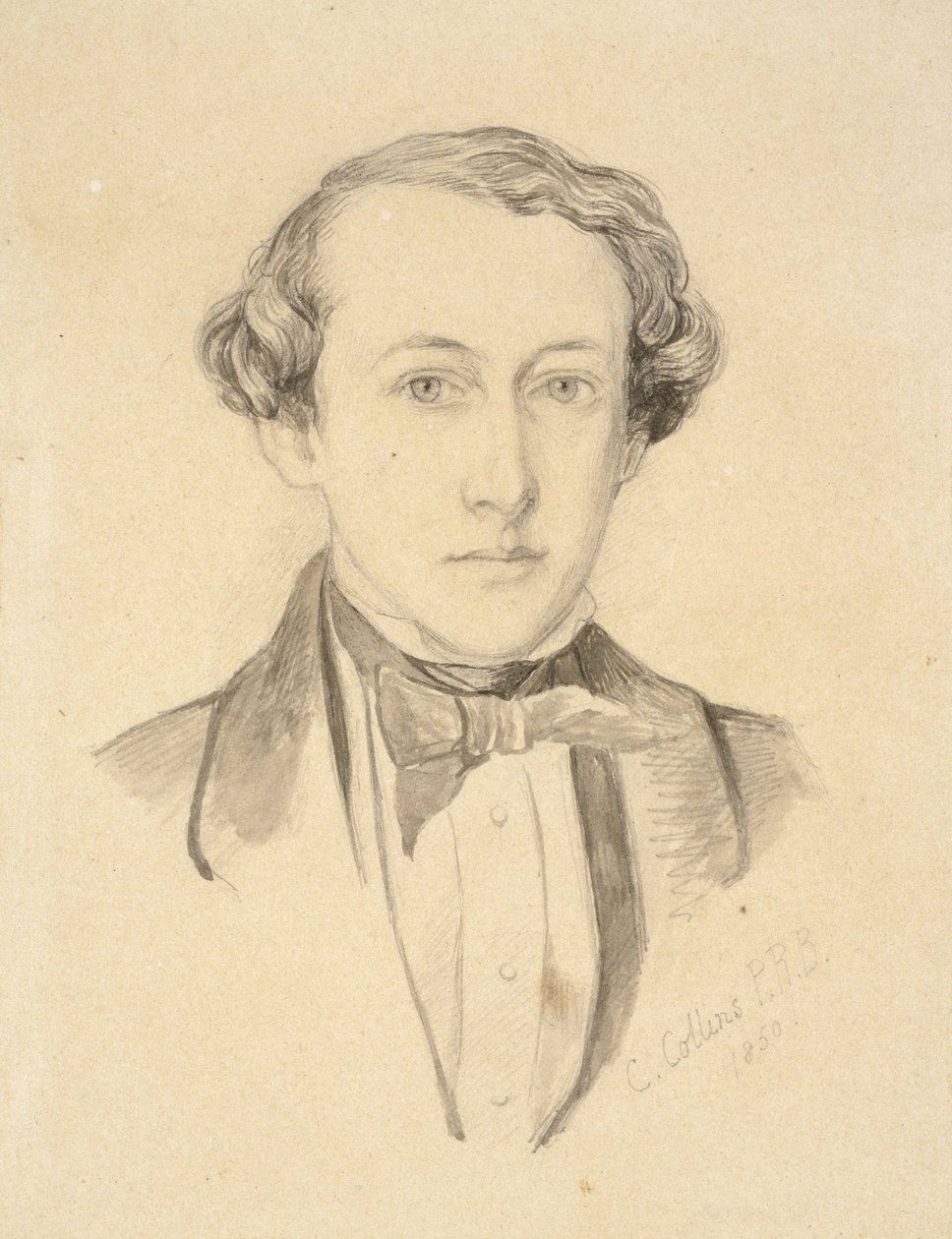 Retrato de Sir John Everett Millais, 1850 (grafite com aquarela sobre papel creme descolorido) de Charles Collins