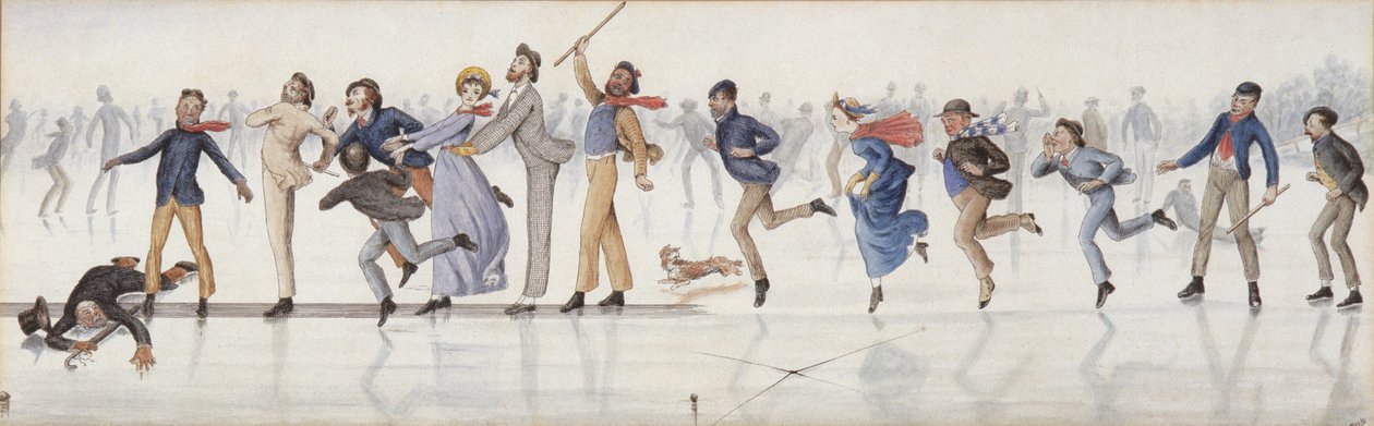 Diversão de Inverno! Um slide no Duddington Loch perto de Edimburgo (wc no papel) de Charles Altamont Doyle