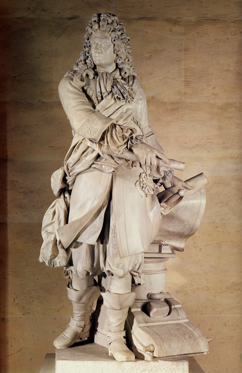 Estátua, de, Sebastien, a, Prestre de Vauban, 1633-1707, 1785, mármore de Charles Antoine Bridan