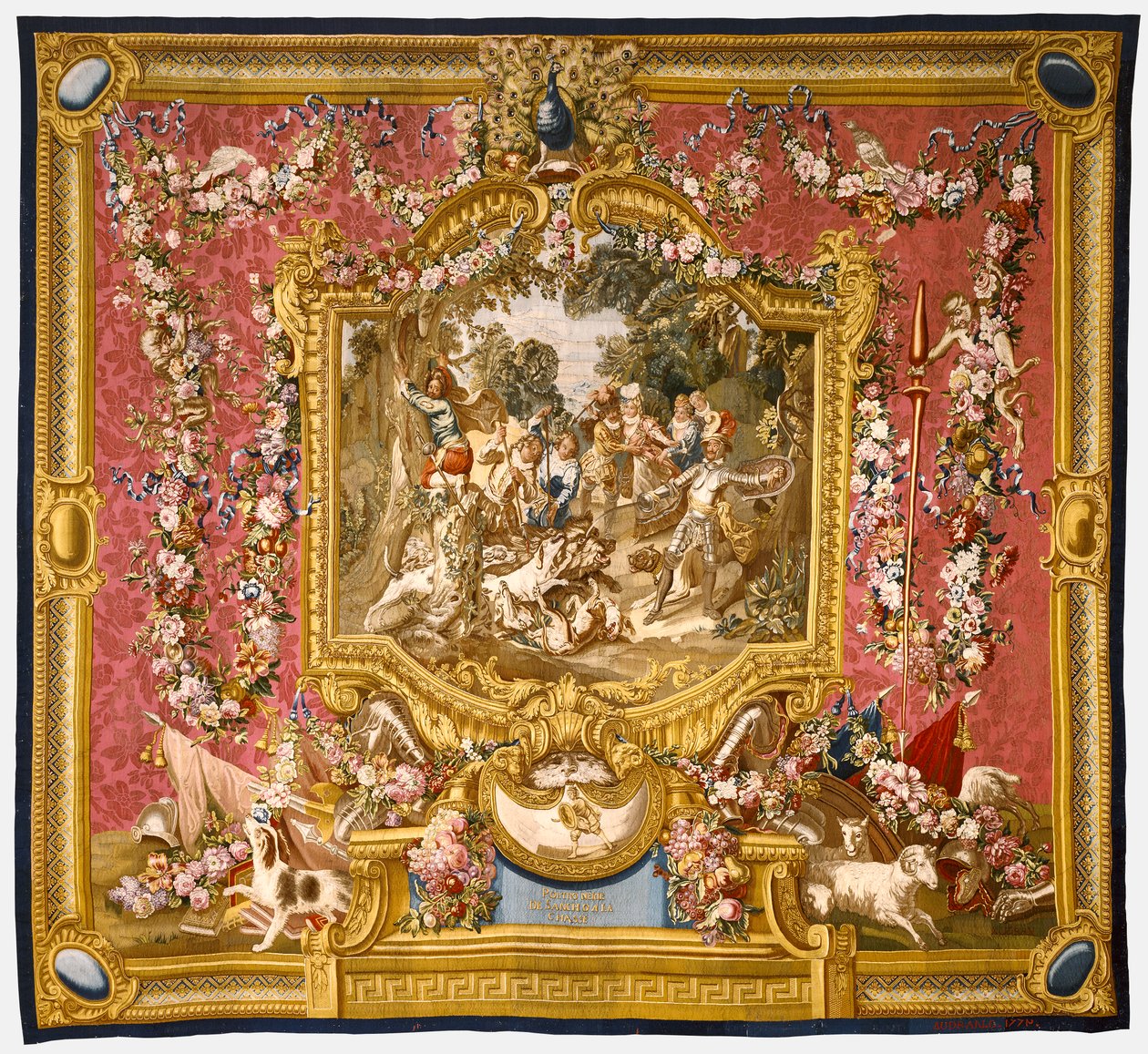 A covardia de Sancho na caça, 1772 (seda e lã) de Charles Antoine Coypel