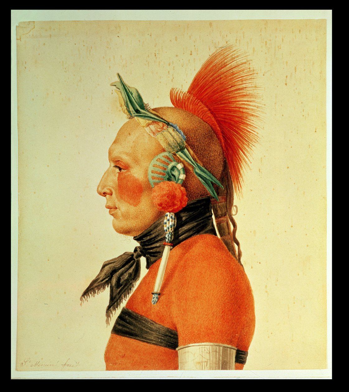 Um guerreiro Osage, 1804 de Charles Balthazar Julien Févret de Saint Mémin