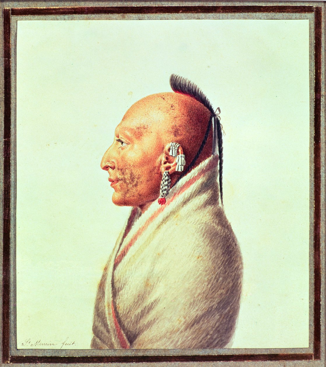 Chefe Indiano dos Pequenos Osages, c.1807 de Charles Balthazar Julien Févret de Saint Mémin