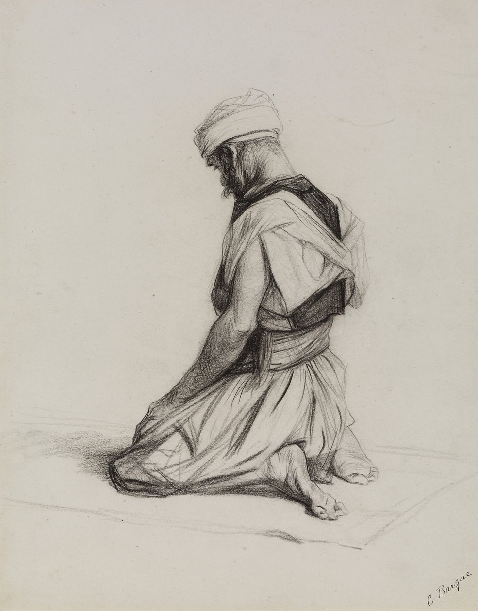 Muslim at Prayer, 1883 (carvão no papel) de Charles Bargue