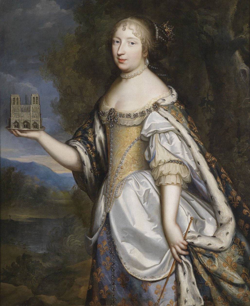 Retrato da rainha Maria Teresa de França, como padroeira da Catedral de Notre-Dame de Paris de Charles Beaubrun