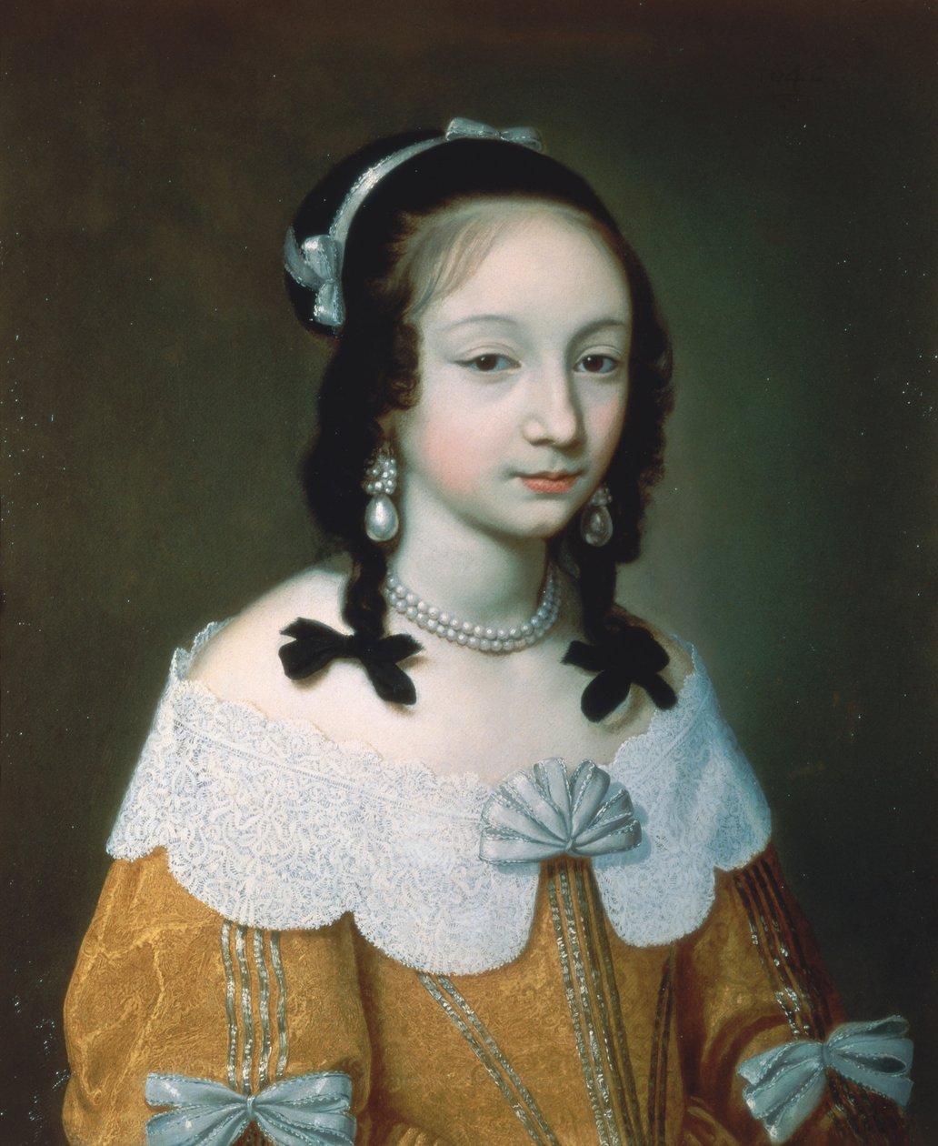 Retrato de uma senhora usando um vestido de seda amarelo, 1646 de Charles Beaubrun