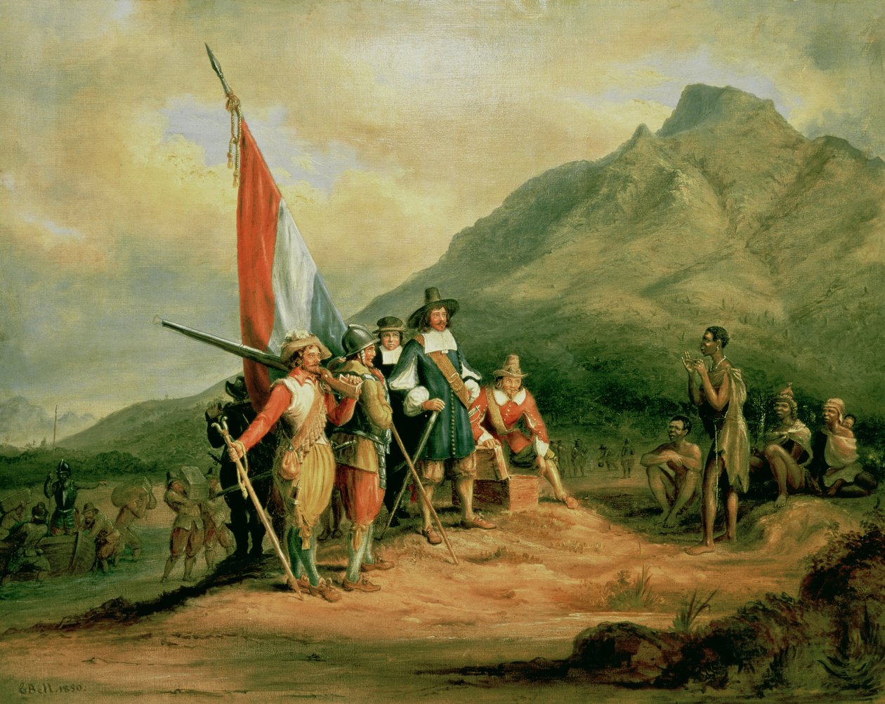 Aterragem de Jan van Riebeeck (1619-77) 6 de abril de 1652, 1850 de Charles Bell