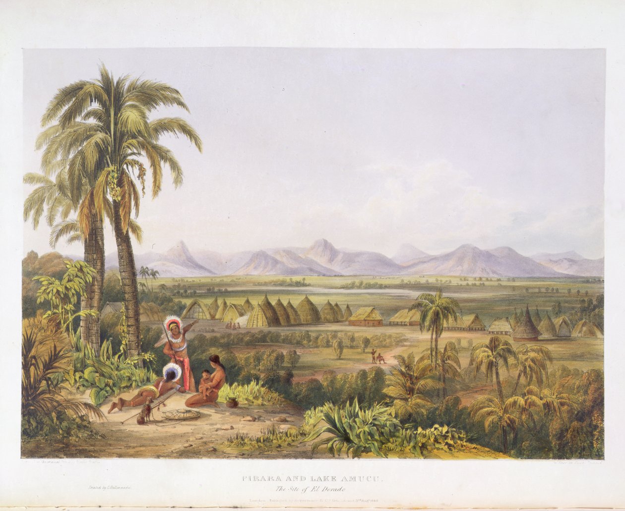Pirara e lago Amucu, o local do EL Dorado, de “vistas no interior de Guiana”, gravado pelo bar de George Barnard (fl.1832-90). por Ackermann, 1840 de Charles Bentley
