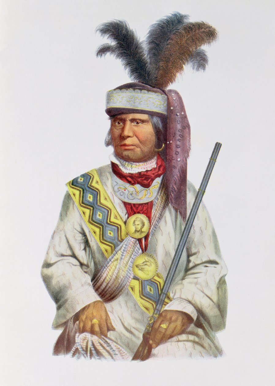 Halpatter-Micco ou Billy Bowlegs, um chefe do Seminole, c.1825, ilustração "dos tribos indianos de America do Norte, Vol.2", por Thomas L. McKenney e por James Salão, bar. John Grant de Charles Bird King