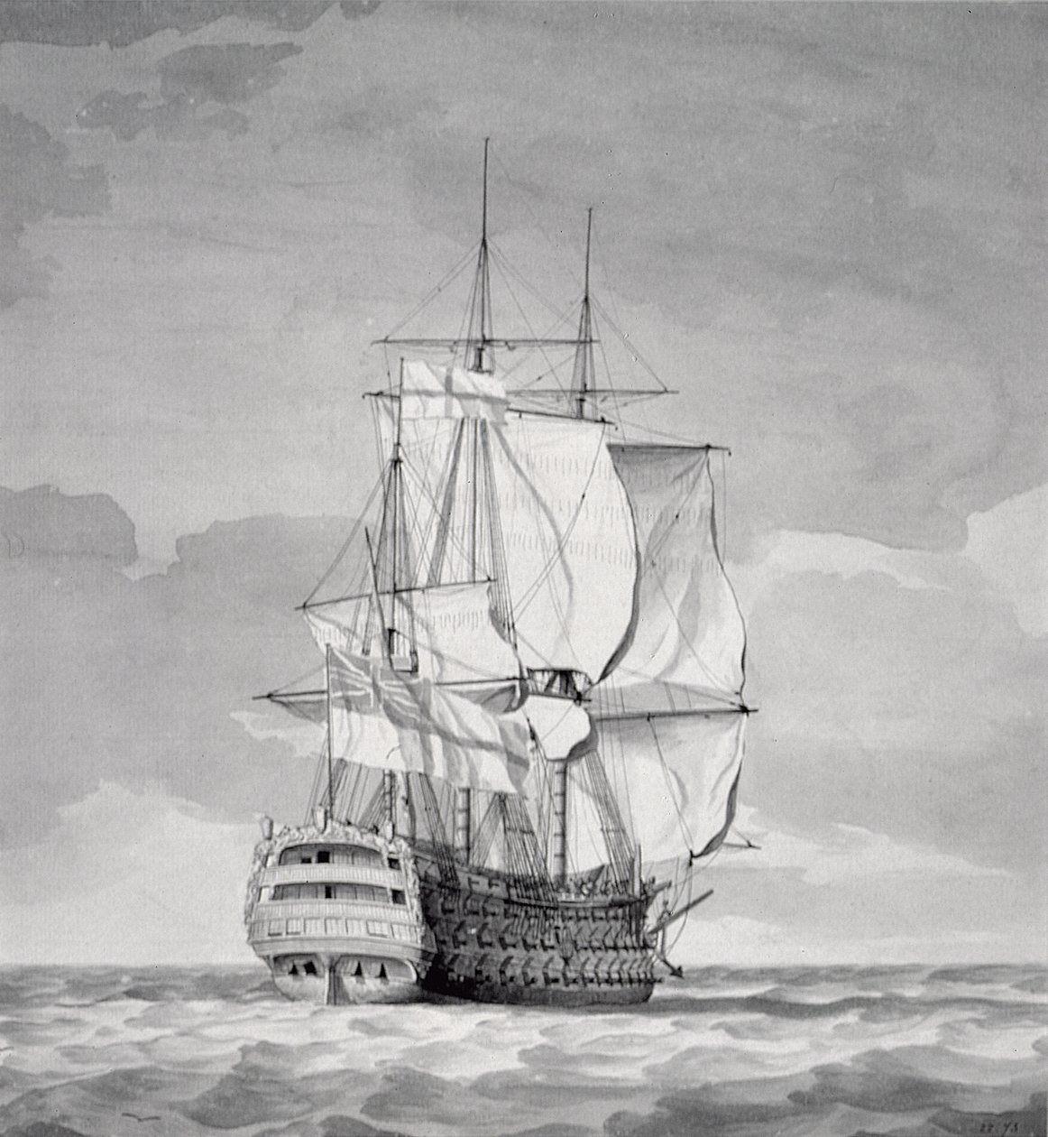 Navio de Linha de Batalha Inglesa, século XVIII de Charles Brooking