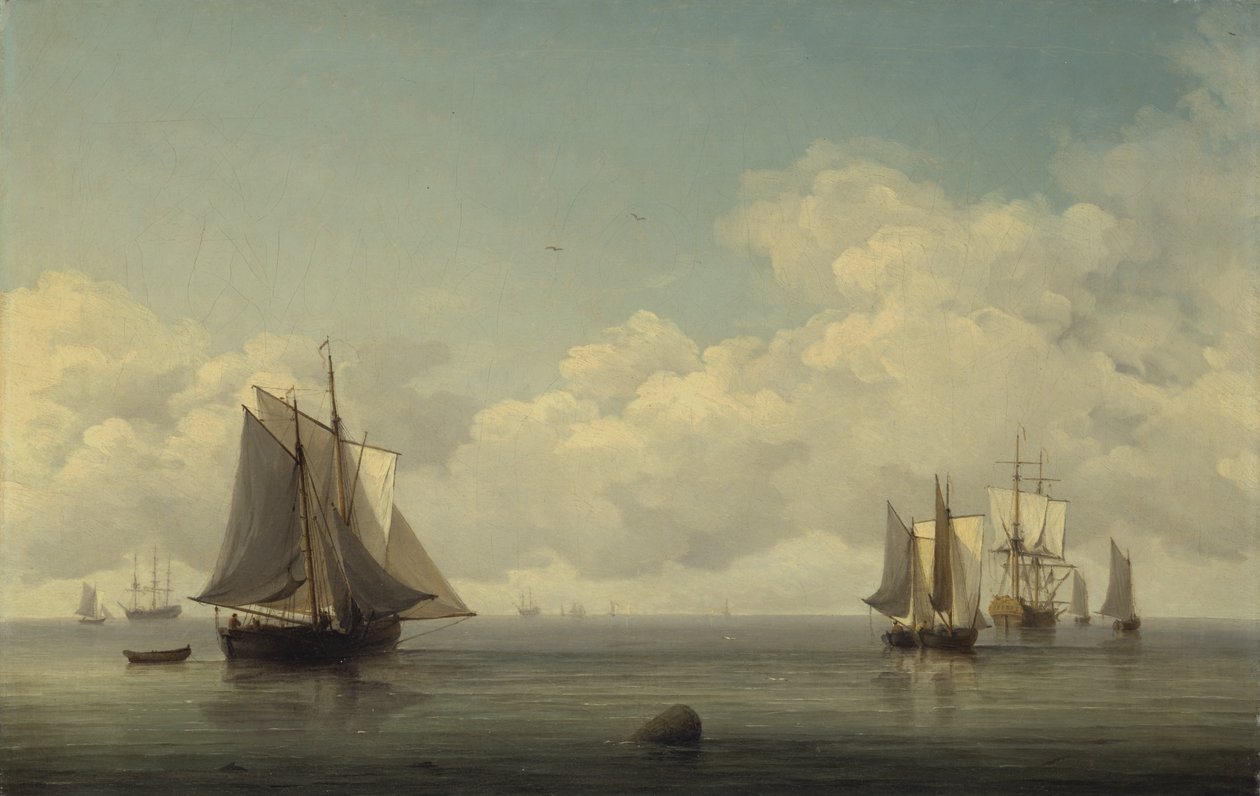 Barcos de pesca em um mar calmo de Charles Brooking