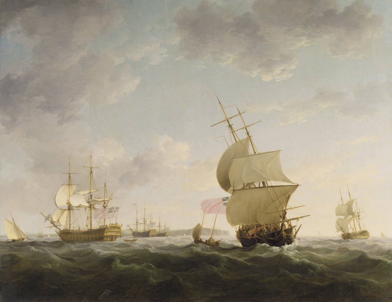 Envio no canal da Mancha, c.1755 de Charles Brooking
