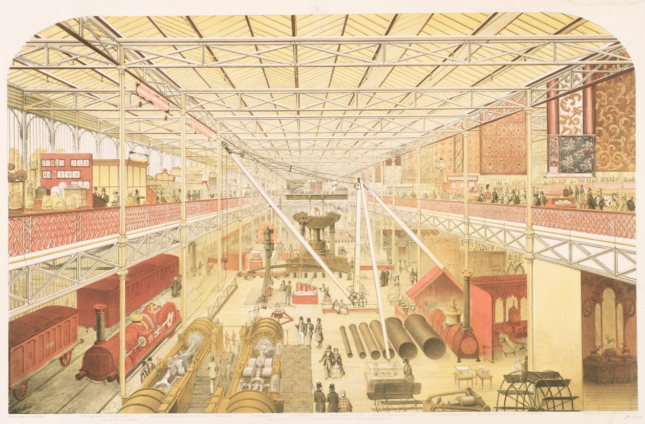 O British Machinery Department, Classe 5 da Grande Exposição Industrial de Todas as Nações, 1851, gravado pelo artista, pub. por Ackermann und Co., 1851 de Charles Burton