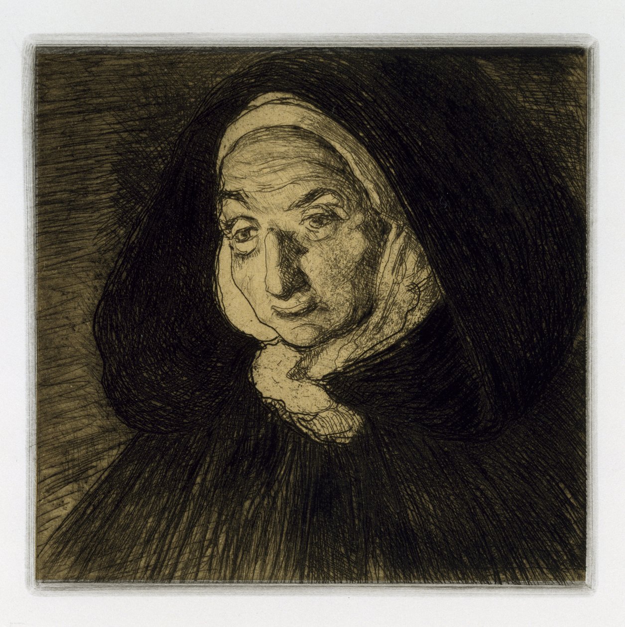Mulher bretã, as luzes de Saint-Jean, 1911 (gravura e aquatinta em papel de capa) de Charles Cottet