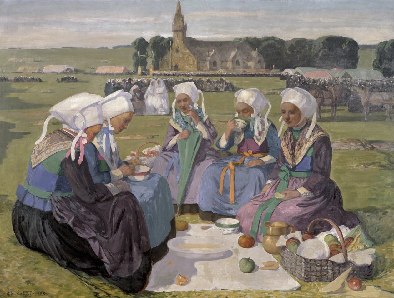 Mulheres de Plougastel no Perdão de Notre-Dame de la Palud, 1903 de Charles Cottet