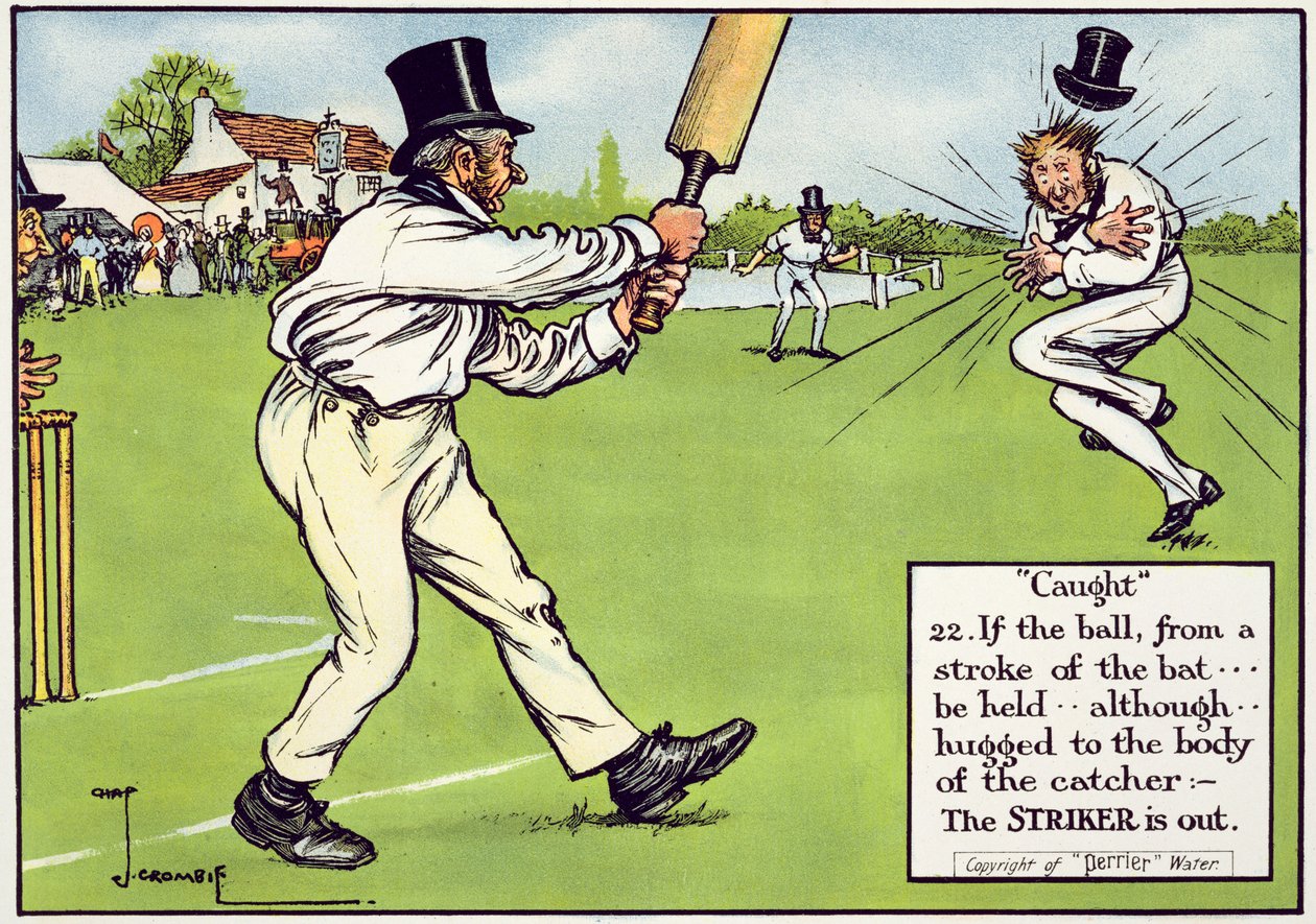 Apanhado (22), de "Laws of Cricket", publicado em 1910 de Charles Crombie