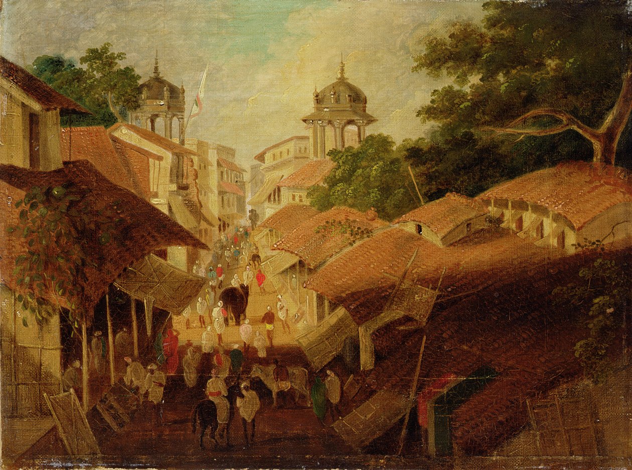 Rua em Patna, c.1825 de Charles d Oyly