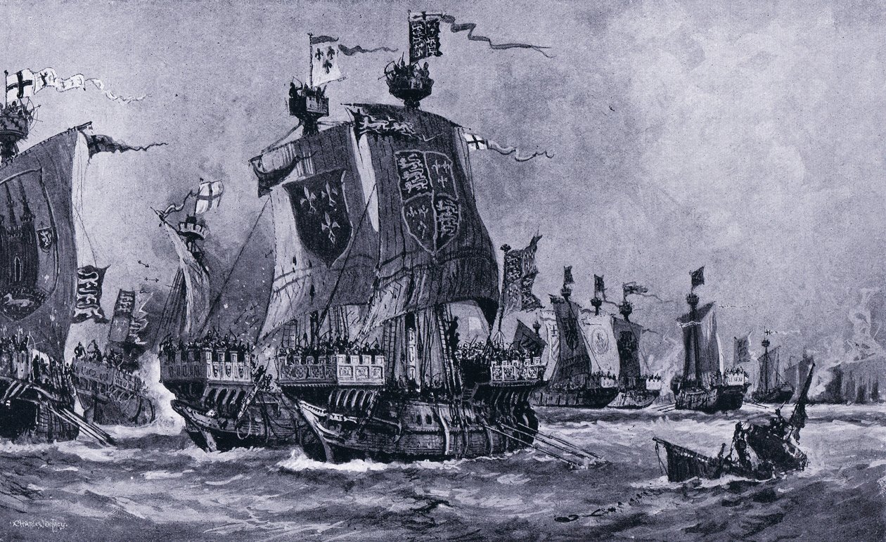A Batalha de Sluys, junho de 1340, 1920 de Charles Daniel Ward