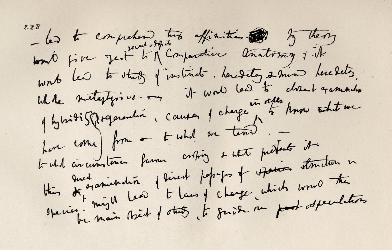 Página de um caderno de Darwin de 1837, de "A vida e as cartas de Charles Darwin", Volume II, publicado em 1887 de Charles Darwin