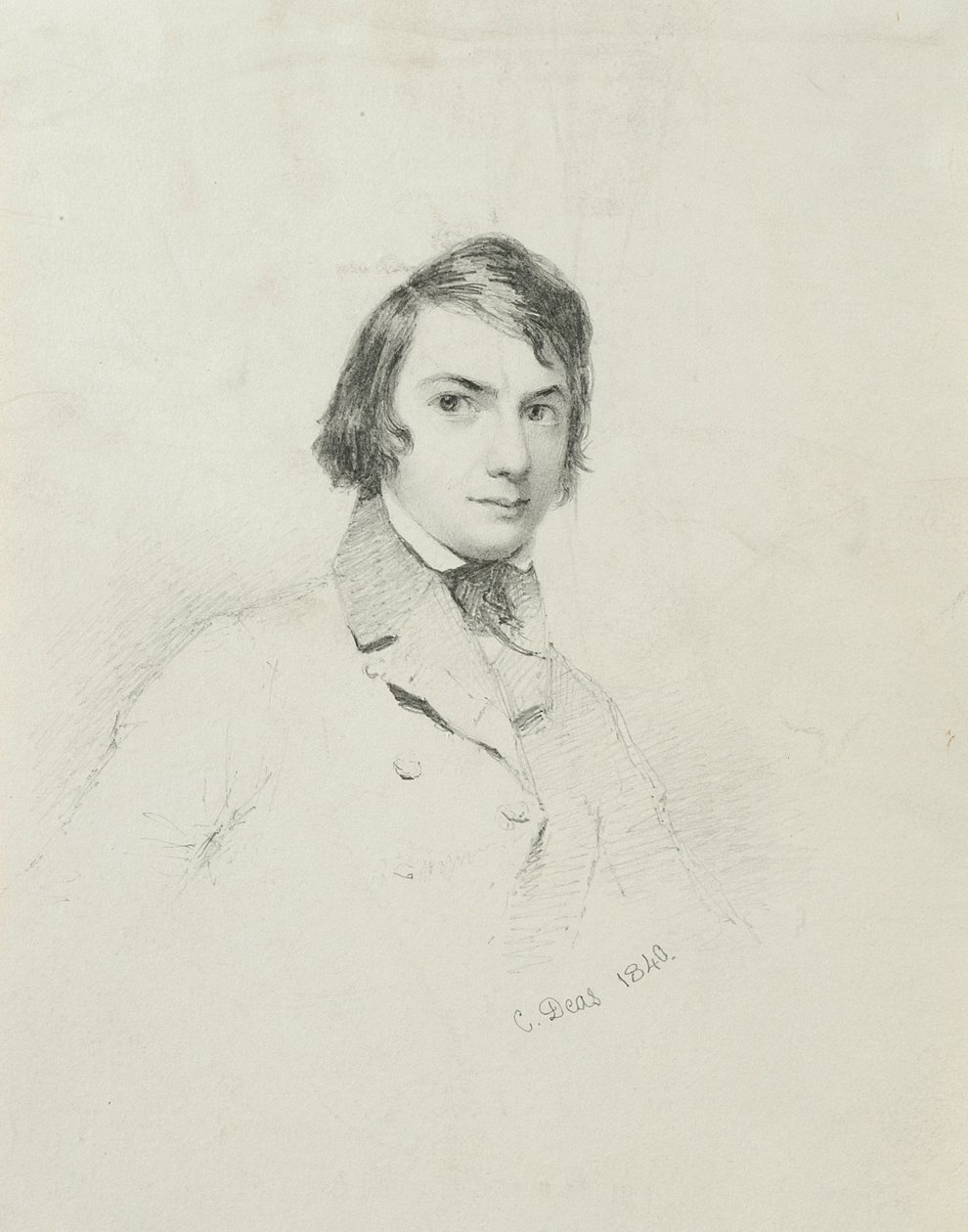 Auto-retrato, 1840 (grafite em papel de capa de zinco) de Charles Deas