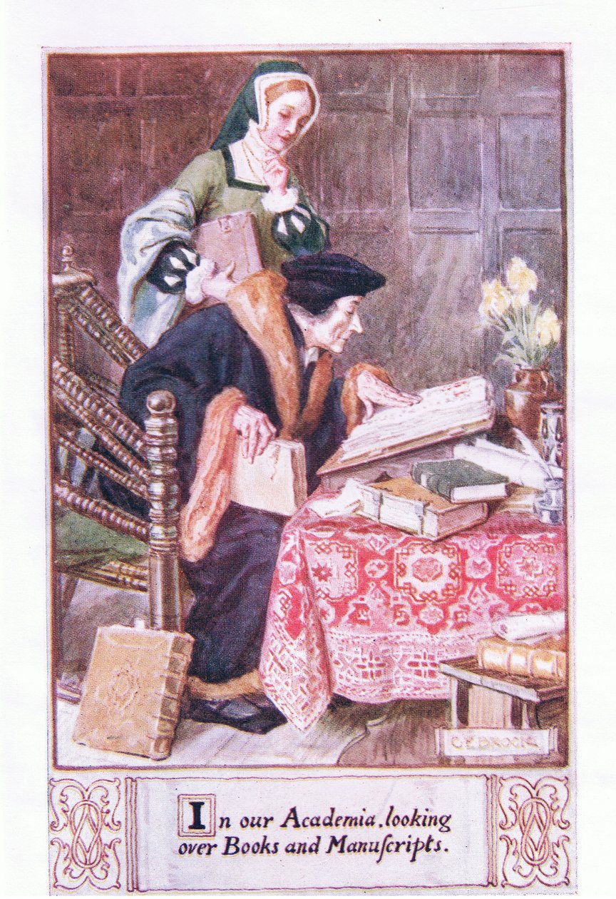 Em nossa academia, olhando livros e manuscritos de Charles Edmund Brock