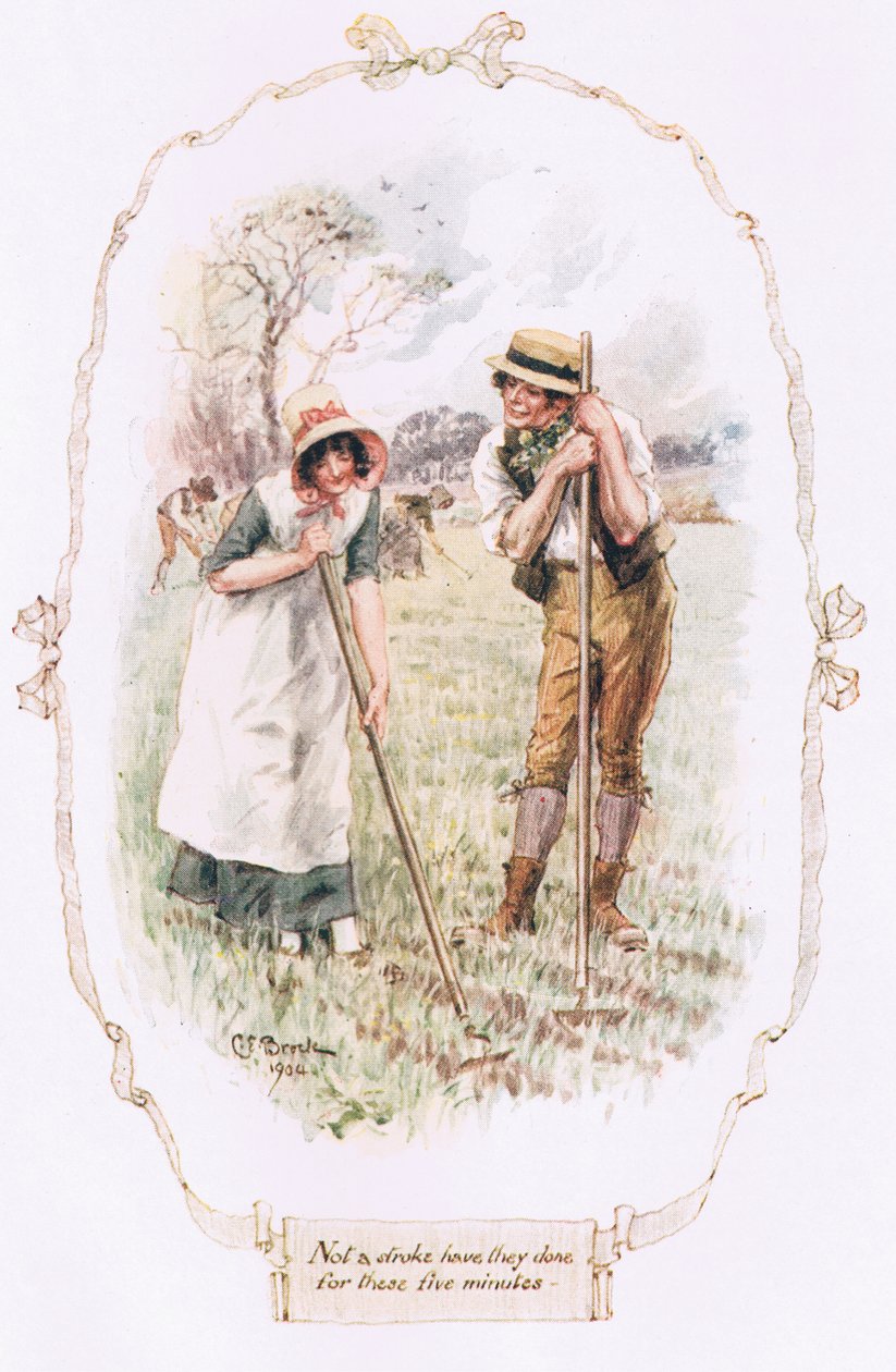 "Não é um golpe que eles fizeram por esses cinco minutos", de "Our Village", de Mary Russell Mitford de Charles Edmund Brock