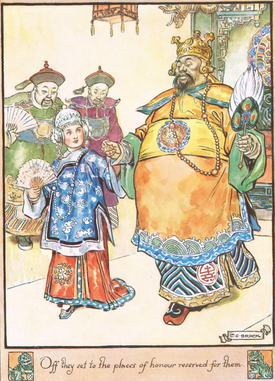 Eles se dirigiram para os lugares de honra reservados para eles, ilustração de &39;The Cuckoo Clock&39;, de Mrs Molesworth, publicada pela Macmillan em 1930. de Charles Edmund Brock