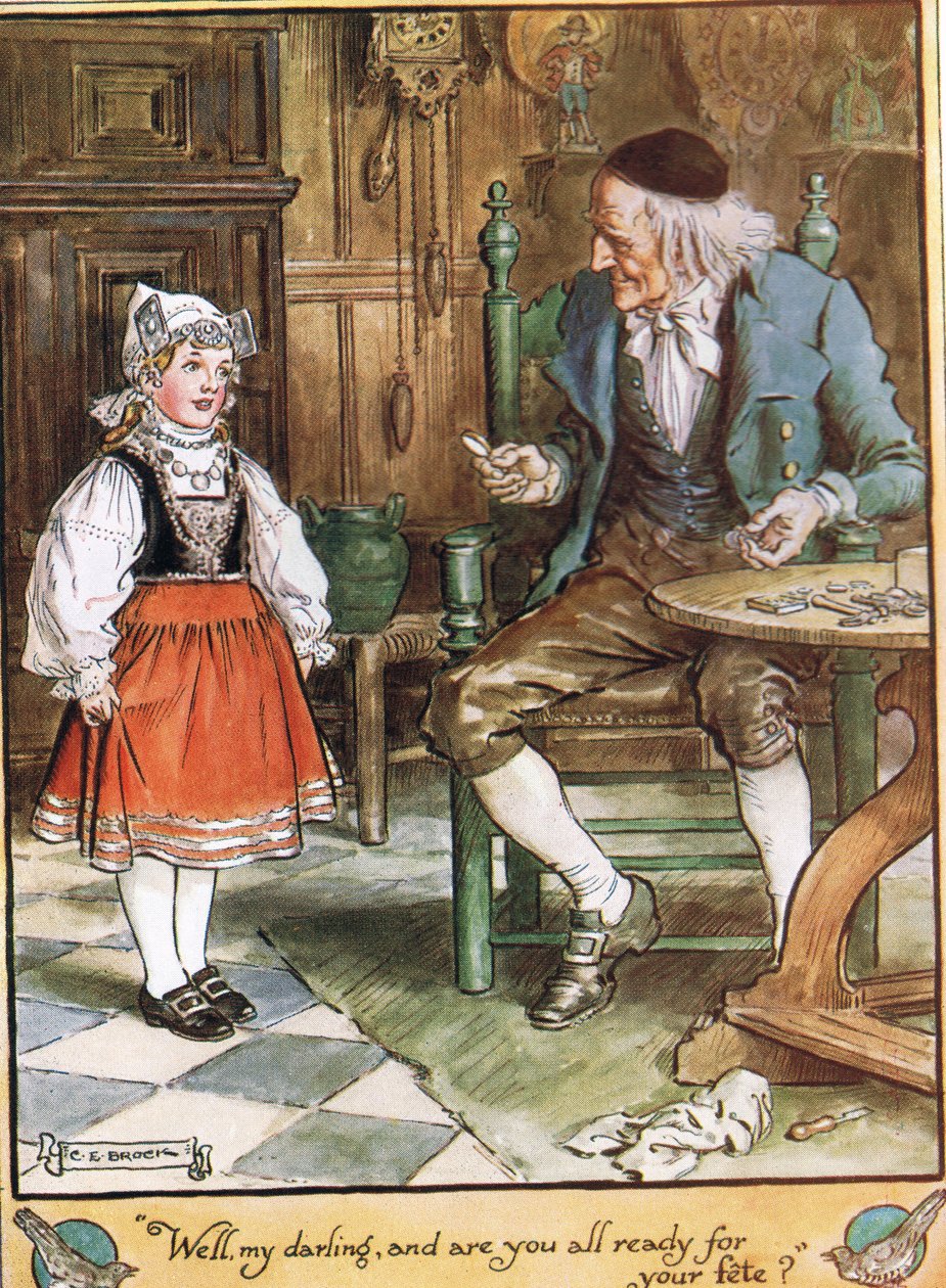 Pronto para o Fete, ilustração de &39;The Cuckoo Clock&39; pela Sra. Molesworth, publicado pela Macmillan em 1930 de Charles Edmund Brock