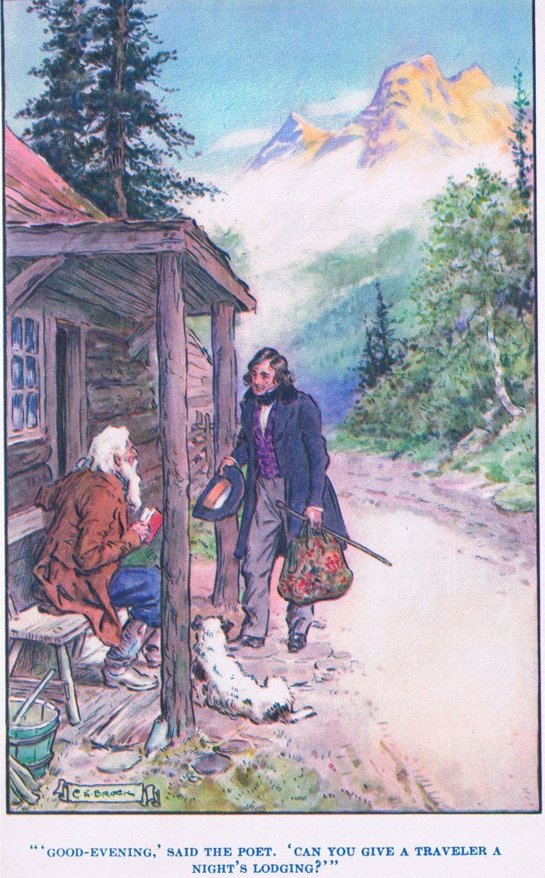 O grande rosto de pedra, ilustração de &39;histórias modernas&39; de Charles Edmund Brock