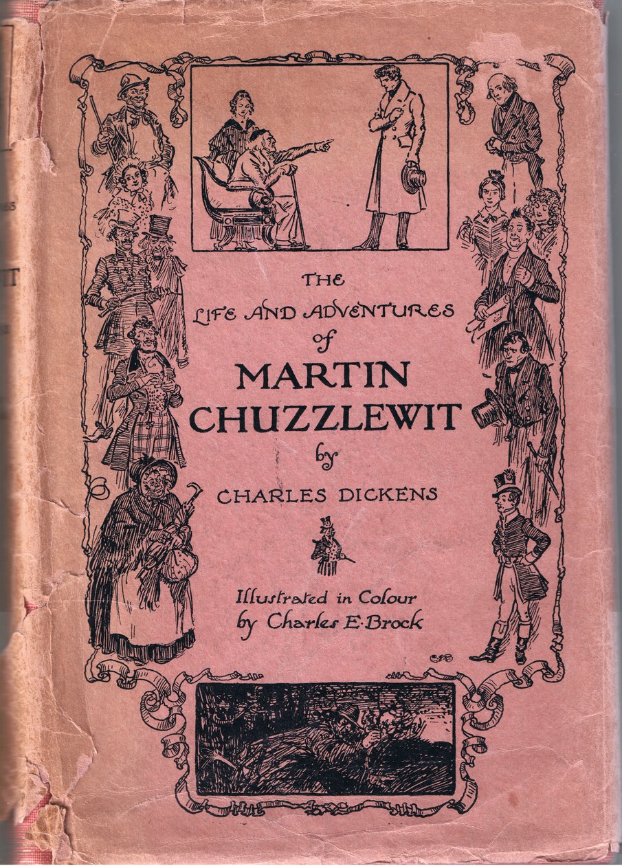 A vida e as aventuras de Martin Chuzzlewit por Charles Dickens, capa de Charles Edmund Brock