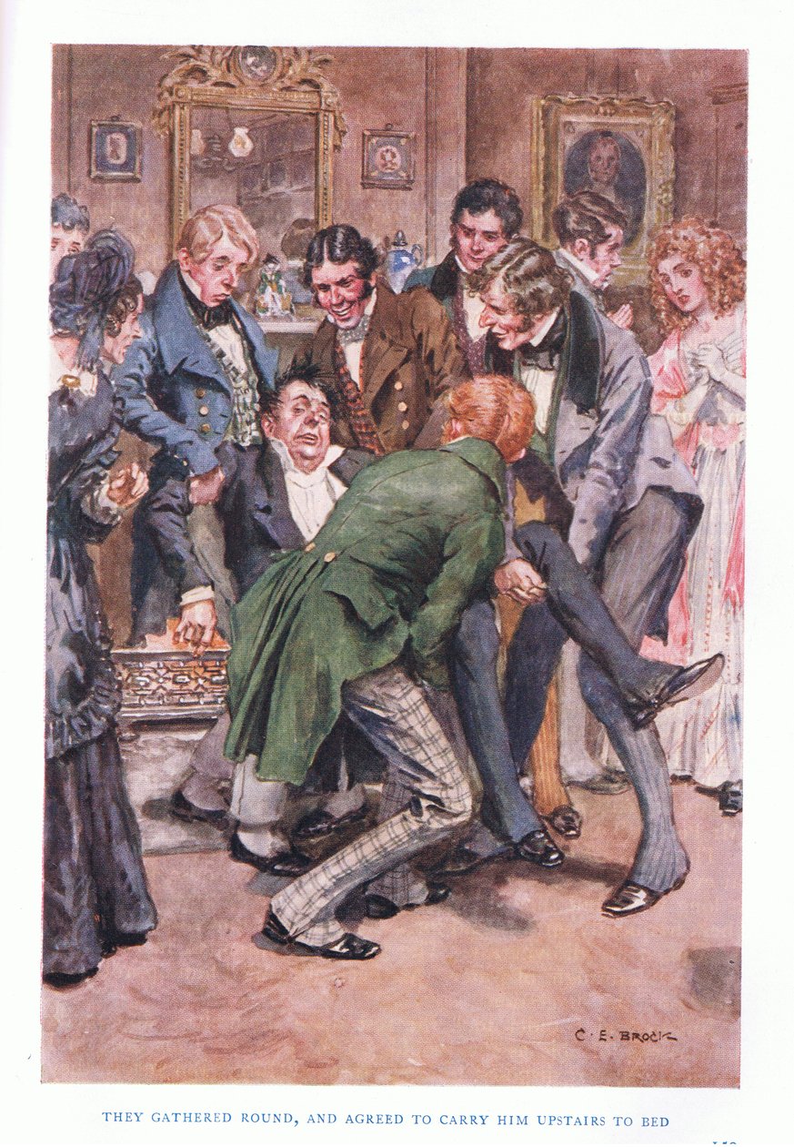 Eles se reuniram em volta e concordaram em levá-lo para a cama de Charles Edmund Brock