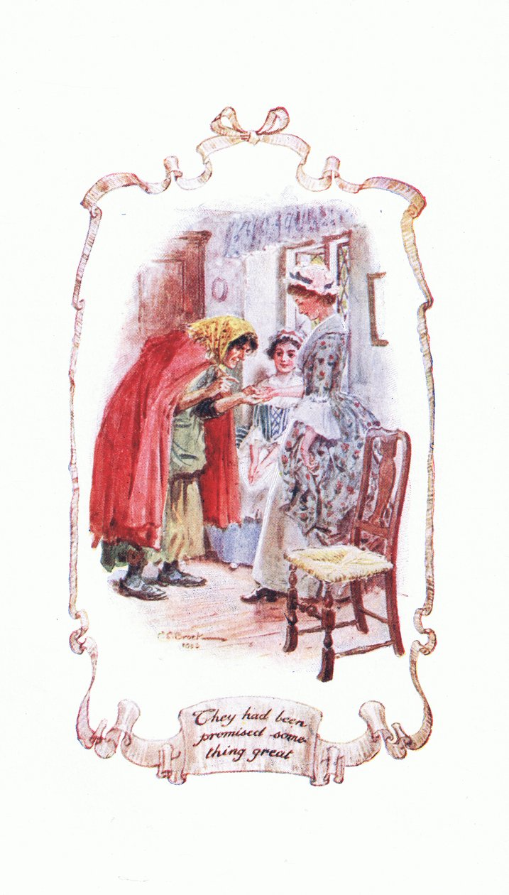 Foi prometido a eles algo grande, do The Vicar of Wakefield publicado pela JM Dent & Son Ltd, década de 1920 de Charles Edmund Brock