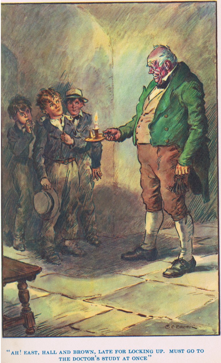 Schooldays de Tom Brown, ilustração de &39;Histórias Modernas&39; de Charles Edmund Brock
