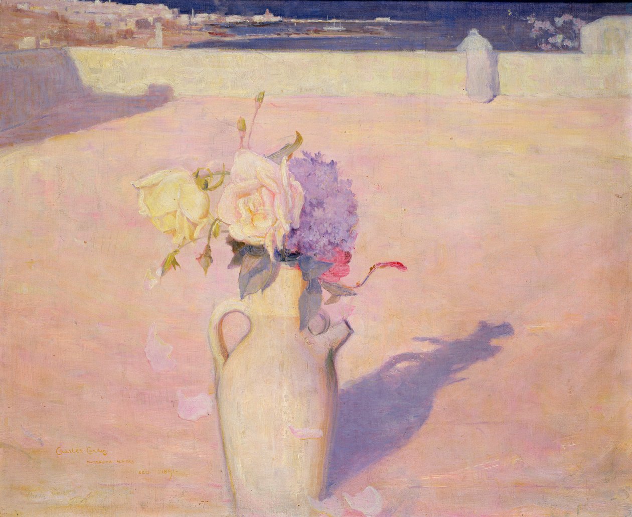 Flores em um vaso contra um fundo de Mustapha, Argel, 1891 de Charles Edward Conder