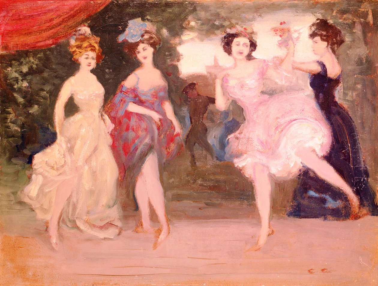 Quatro meninas dançando no palco de Charles Edward Conder