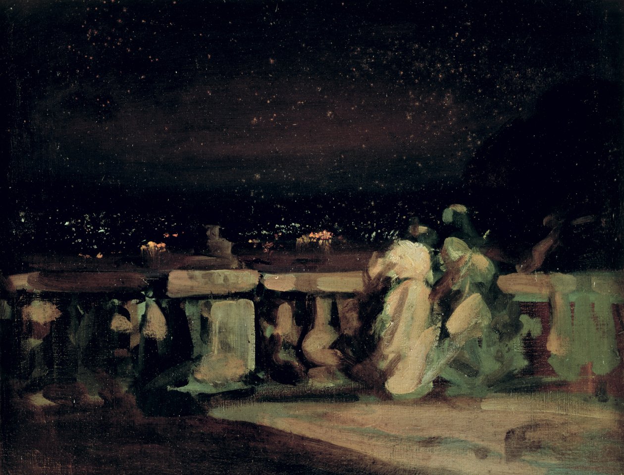 Assistindo os fogos de artifício, St. Cloud (no terraço) c.1893 de Charles Edward Conder