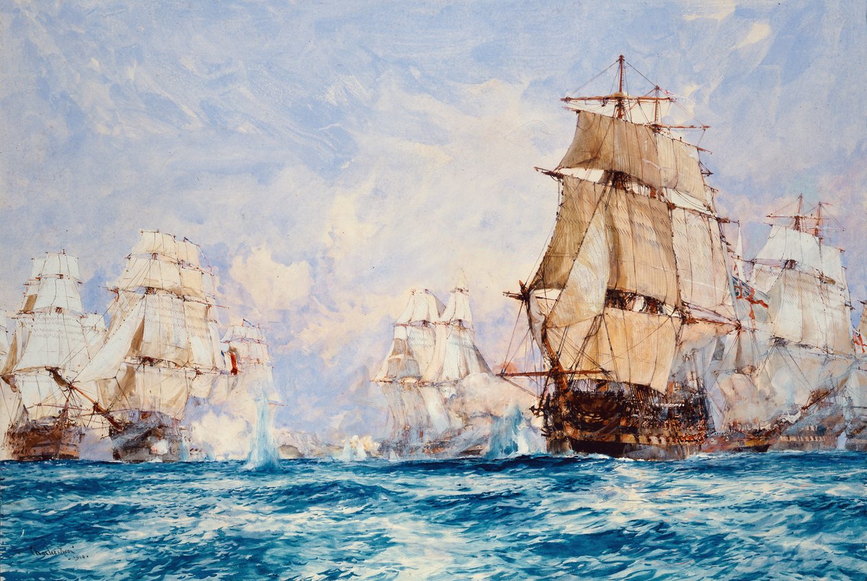 O bloqueio de Toulon, a ação de Bandol em 1810, 1918 de Charles Edward Dixon